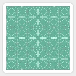 Retro White Circles and Squares on Turquoise Sticker